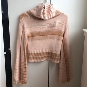 Free People Fringe Turtleneck Crop Sweater size XS